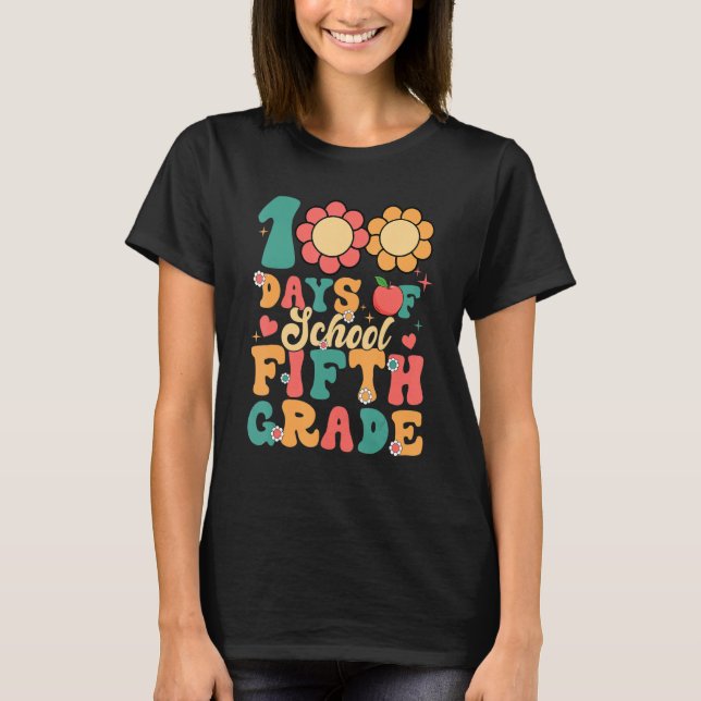 Camiseta Groovy 100 Dias De Estudo De Professores Do Quinto (Frente)