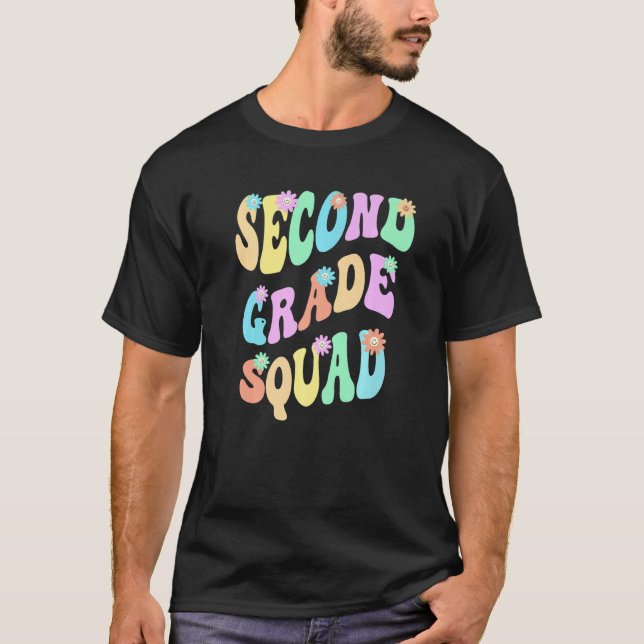 Camiseta Groovy 2nd Grade Squad School Teacher Second Gr Re (Frente)