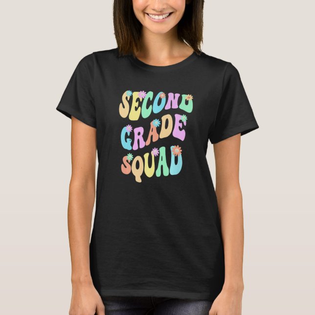 Camiseta Groovy 2nd Grade Squad School Teacher Second Gr Re (Frente)