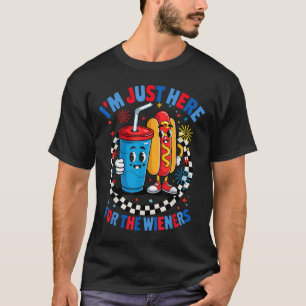 Camiseta Groovy 4 de julho Hot-Dog Estou aqui para o