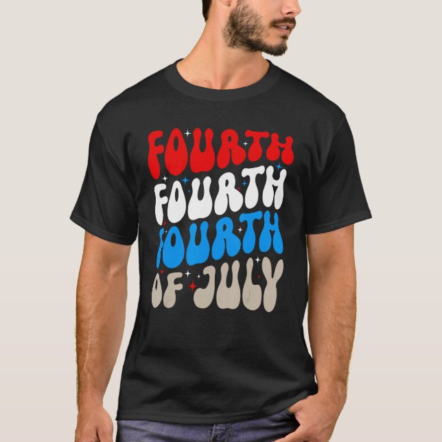 Camiseta Groovy 4th Of July Merica Patriotic American Flag  (Frente)