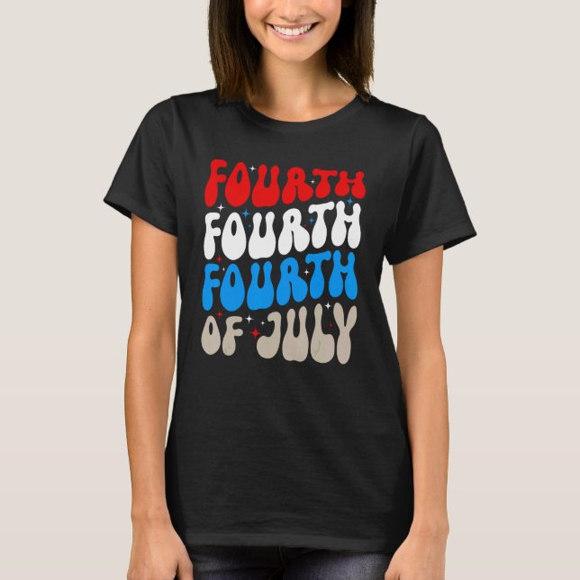 Camiseta Groovy 4th Of July Merica Patriotic American Flag  (Frente)