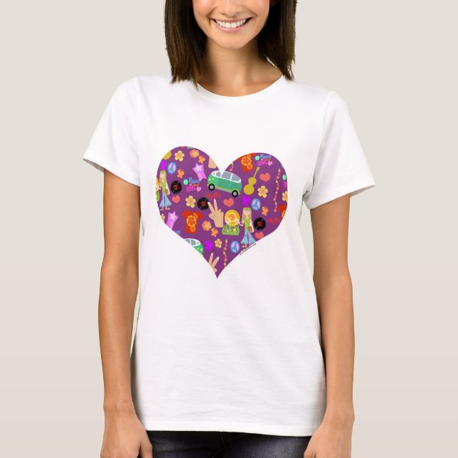 Camiseta Groovy 60s Purple Love (Frente)