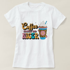 Camiseta Groovy 70s Estampa de Leopardo Café Me Torna Mais