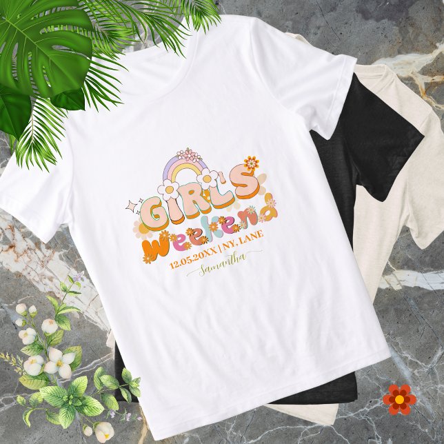 Camiseta Groovy 70s para Despedida de Solteira: No (Groovy 70s Bachelorette Tee: Custom Name & Location 🌼)