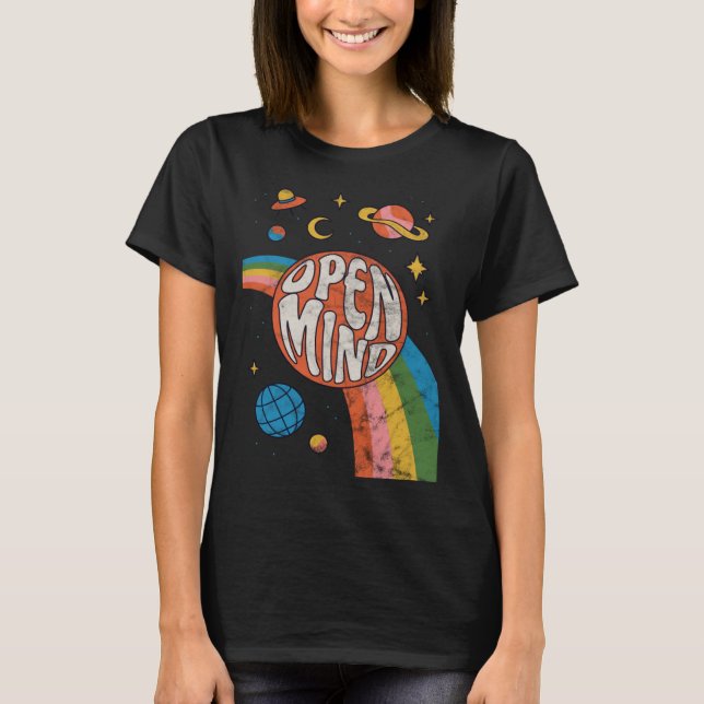 Camiseta Groovy 70s Retro Hippie Vibes Rainbow (Frente)