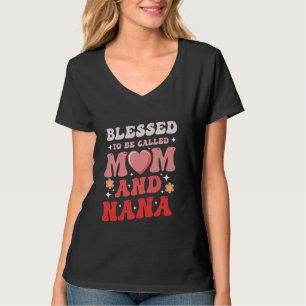 Camiseta Groovy Abençoado Por Ser Chamado de Mãe e Nana Lin