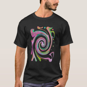 Camiseta Groovy Abstrato Retro Rosa e Mint Green Swirl Ar