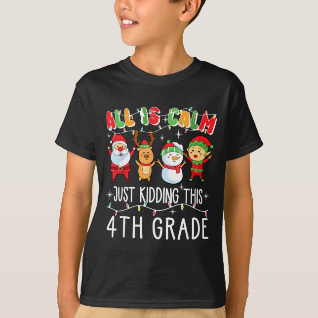 Camiseta Groovy All Is Calm Just Kidding This Is 5th Grade  (Frente)