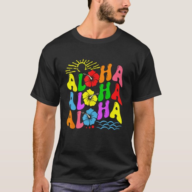 Camiseta Groovy Aloha Hawaii Beach Summer Vacation Family C (Frente)