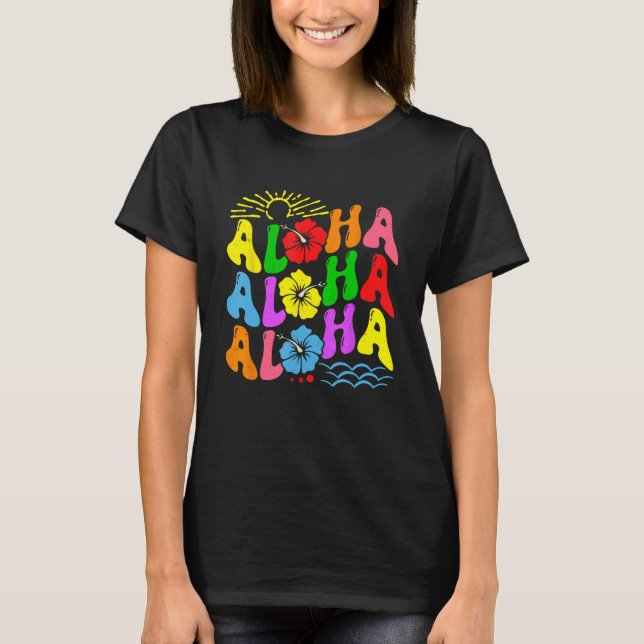 Camiseta Groovy Aloha Hawaii Beach Summer VacFamily C (Frente)