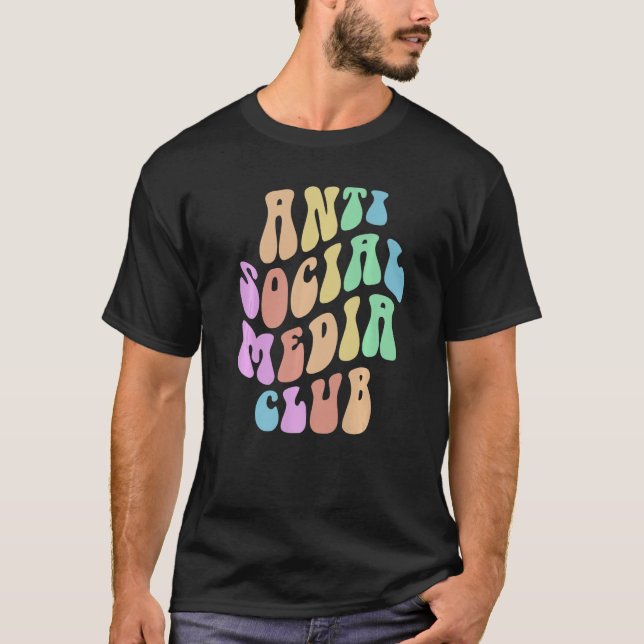 Camiseta Groovy ANTI SOCIAL MEDIA CLUB Retro Introduverter  (Frente)