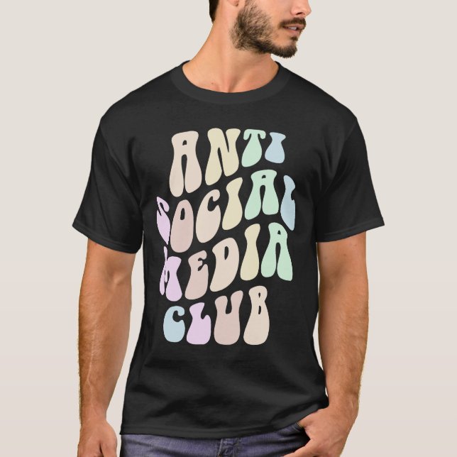 Camiseta Groovy ANTI SOCIAL MEDIA CLUB Retro Introduverter  (Frente)