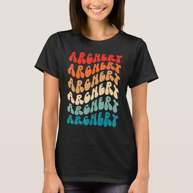 Camiseta Groovy Archery Archer Girl Women Retro 70s Hippie  (Frente)