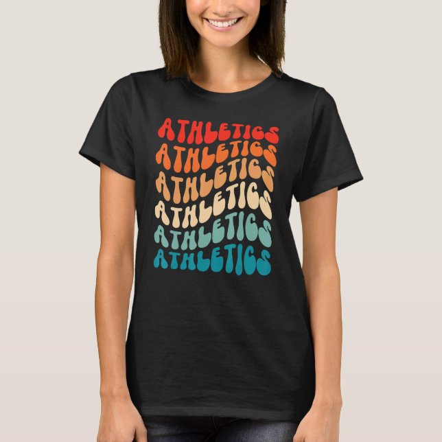 Camiseta Groovy Athletics For Girl Women Retro 70s Hippie B (Frente)