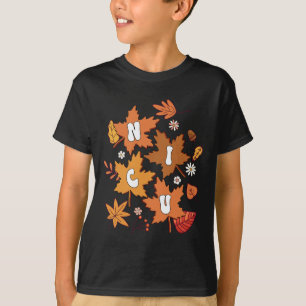 Camiseta Groovy Autumn NICU Enferse Maple Leaf Fall Vibes D