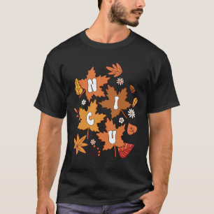 Camiseta Groovy Autumn NICU Enferse Maple Leaf Fall Vibes D
