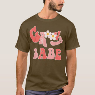 Camiseta Groovy Babe Groovy Bride Hippie Boho Flor