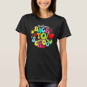 Camiseta Groovy Bem-vindo de Volta à Escola Lápis Arco-íris