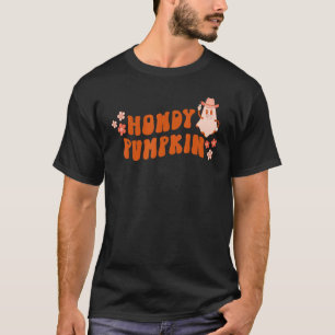 Camiseta Groovy Boho Howdy Pumpkin Retro Halloween Costume