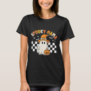 Camiseta Groovy Boo One Spooky Mama Primeiro Nascimento das