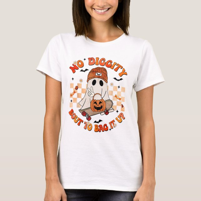 Camiseta Groovy Boo, Sem Diggência, Sobre Ir Para O Hallowe (Frente)