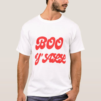 Camiseta Groovy Boo Yall Tipografia Retro de Halloween