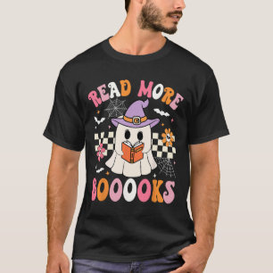 Camiseta Groovy Boooks Ghost Leia Mais Livros Engraçado Pro