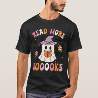 Camiseta Groovy Booooks Ghost Read More Books Funny Teacher