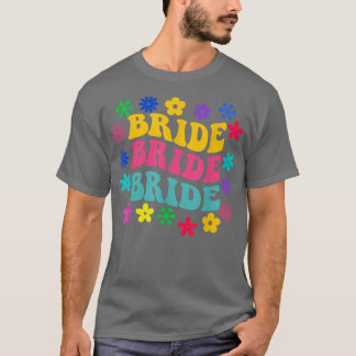 Camiseta Groovy Bride Retro Noiva Trendy Wedds Girls Tri
