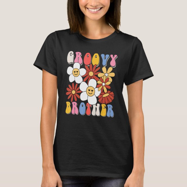 Camiseta Groovy Brother Mothers Day Retro 60s 70s 80s Famil (Frente)