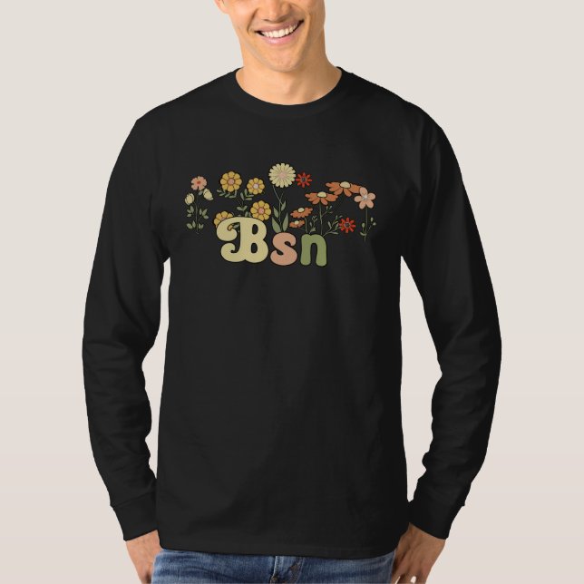 Camiseta Groovy BSN Bachelor Of Science In Nursing Flowers (Frente)