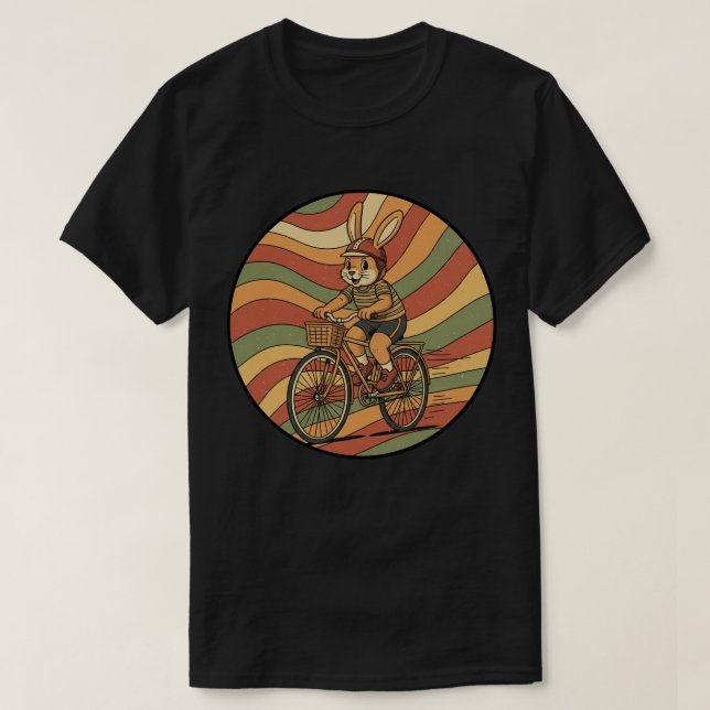 Camiseta Groovy Bunny em uma bicicleta - Trip de bicicleta  (Frente do Design)