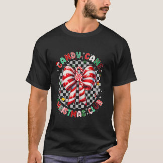 Camiseta Groovy Candy Cane Arco Natal Coquette Girl