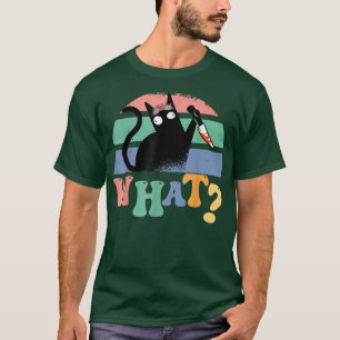 Camiseta Groovy Cat Meow Scary Halloween Cat Horror Knife