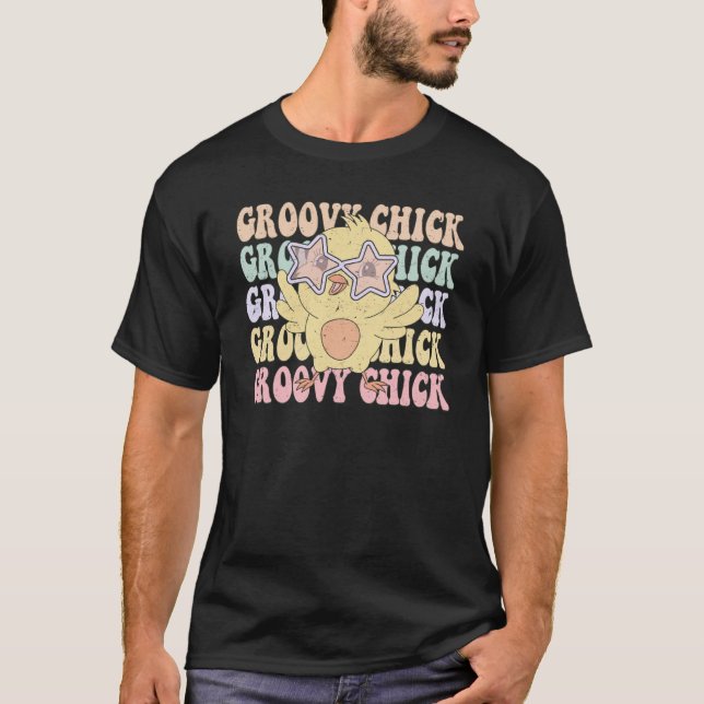 Camiseta Groovy Chick Retro Easter Day For Girls And Boys K (Frente)