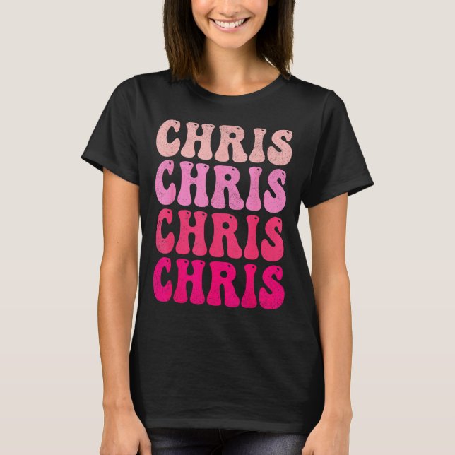 Camiseta Groovy Chris First Name D I Love Chris Tees Meme  (Frente)