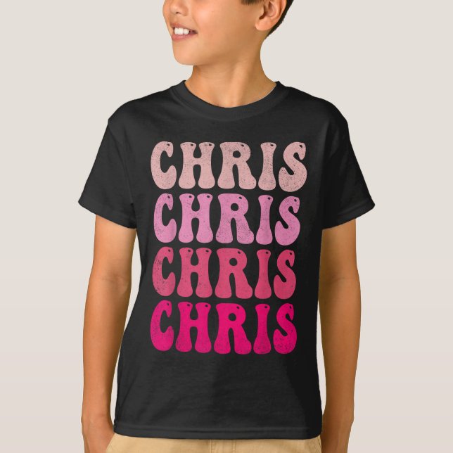 Camiseta Groovy Chris Primeiro Nome D Eu Adoro Chris Camise (Frente)