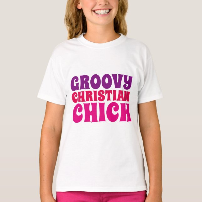 Camiseta GROOVY CHRISTIAN PINTINHO, t-shirts para raparigas (Frente)