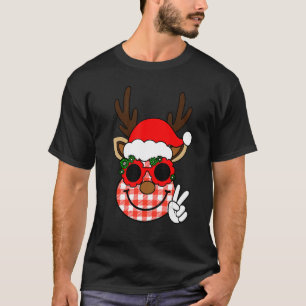 Camiseta Groovy Christmas Reindeer Face Team Papais noeis E