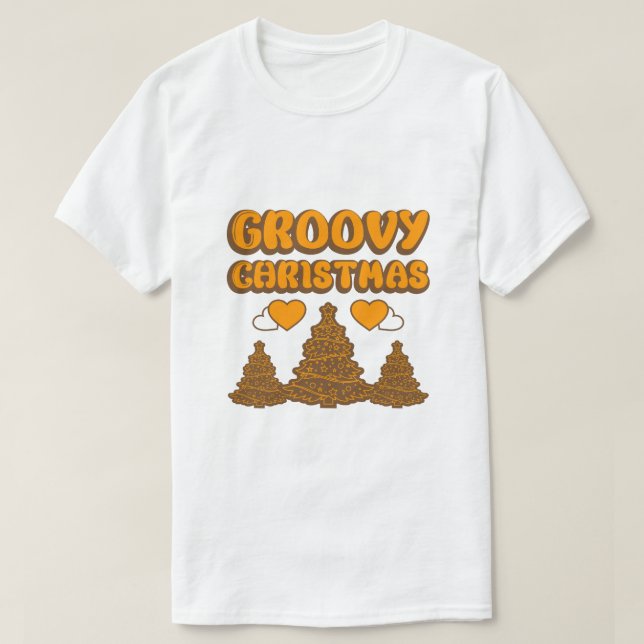Camiseta "Groovy Christmas" Retro 70s Style Holiday T-Shirt (Frente do Design)