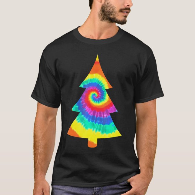 Camiseta Groovy Christmas Tie Dye Tree Morre Topo (Frente)