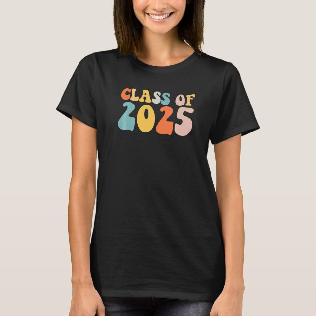 Camiseta Groovy Class Of 2025 Senior Junior 12th Grade Back (Frente)