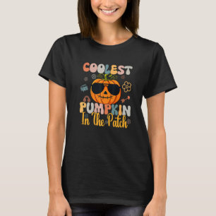 Camiseta Groovy Coolest Pumpkin no sapato do halloween