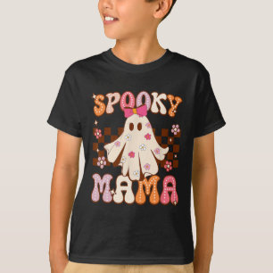 Camiseta Groovy Cute Ghost Spooky Mama Halloween Costume Wo