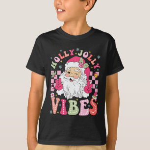 Camiseta Groovy Cute Papai Noel Natal Vibes Xmas Mulheres