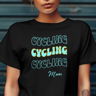 Camiseta Groovy Cyan Cycling Mãe para um motoqueiro feminin