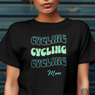 Camiseta Groovy Cyan Cycling Mãe para um motoqueiro feminin