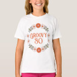 Camiseta Groovy Daisy Hippie Flower & Leaf Birthday<br><div class="desc">Colorida típica marisca margarida,  flor hippie e folhas em forma de pano branco.</div>