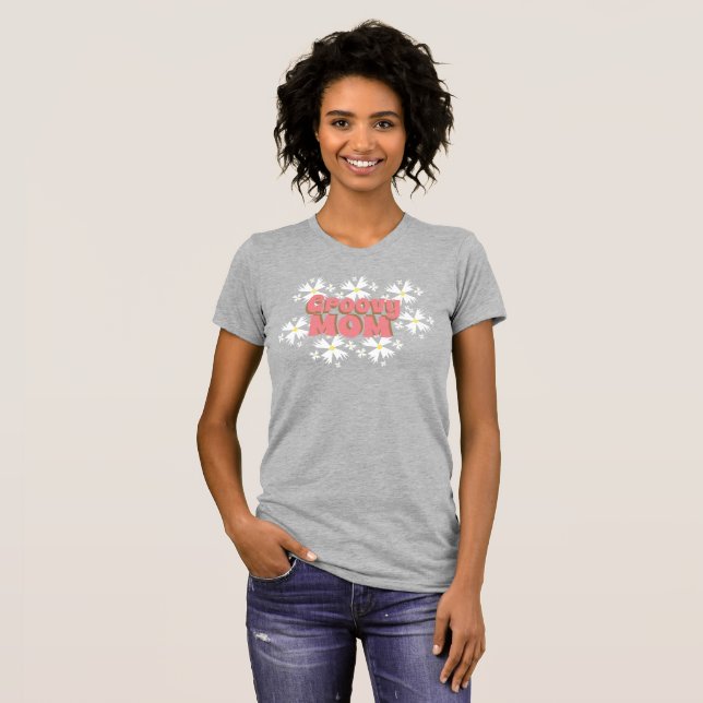Camiseta Groovy Dia de as mães Mãe Daisy T-Shirt (Frente Completa)